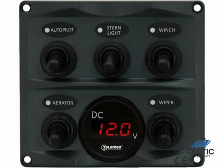 Talamex Schakelpaneel antraciet met voltmeter 12/24V