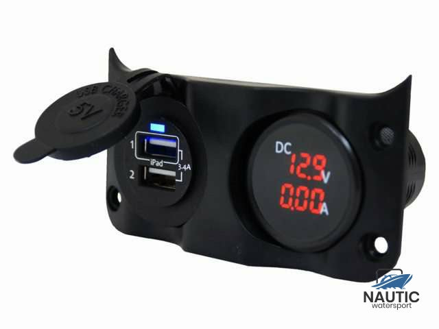 Talamex Wave add-on paneel dubbel USB & Volt/ampere meter