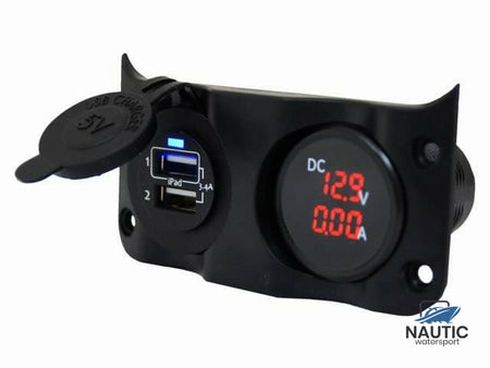 Talamex Wave add-on paneel dubbel USB & Volt/ampere meter