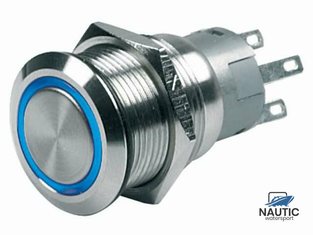 Schakelaar push-button on/off 24V blauw