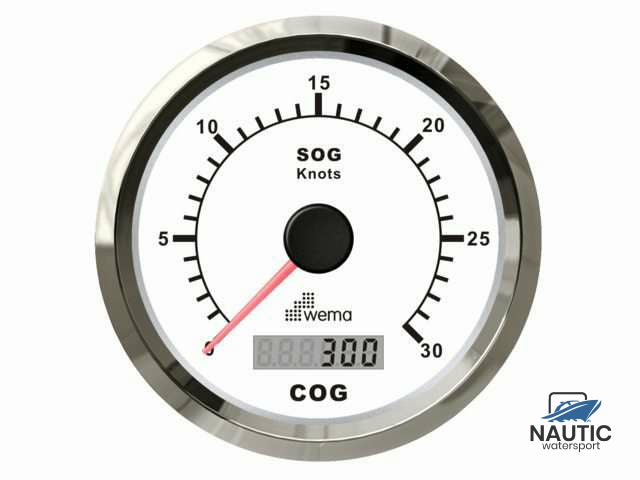 º Silver serie GPS speedometer 0-30 kn wit incl. antenne