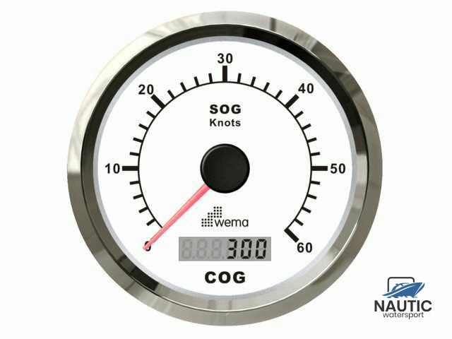 º Silver serie GPS speedometer 0-60 kn wit incl. antenne