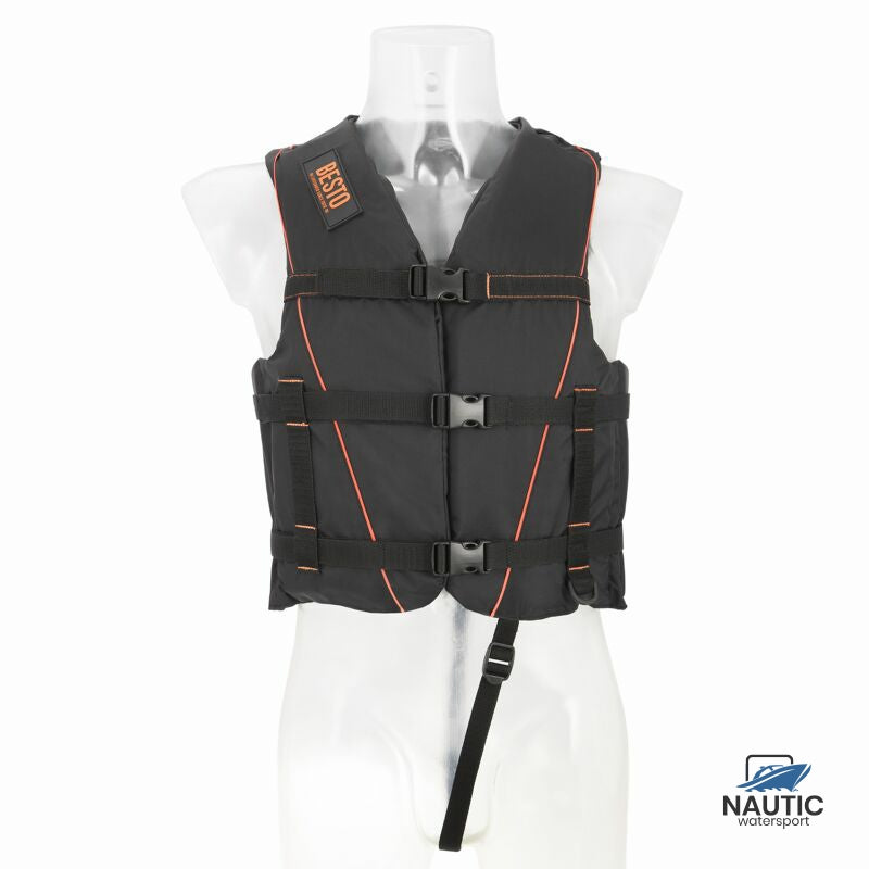 Besto Skiweste, komplett schwarz/orange, 50N, Größe S