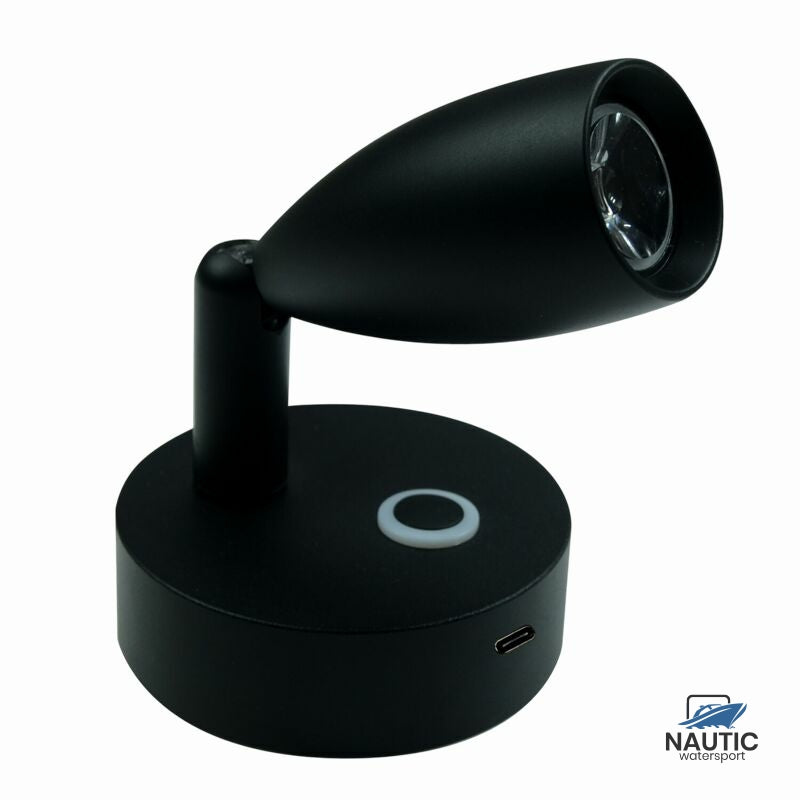 Talamex Led wandlamp Surya 10-30V zwart dimbaar met USB-C snellader