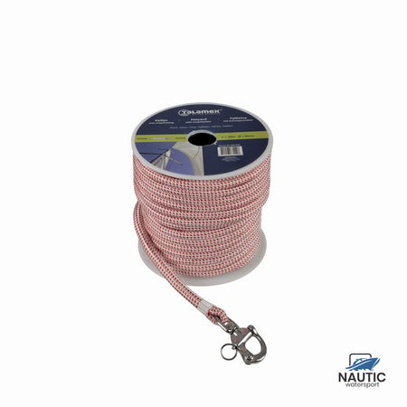 Talamex Vallijn met snapshackle wit/rood 8mm 30m