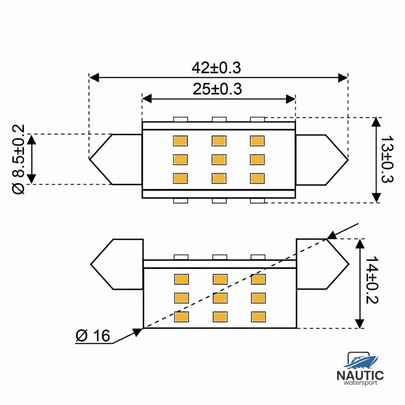Talamex Ledlamp led27 festoon 10-30V 42mm 2700k