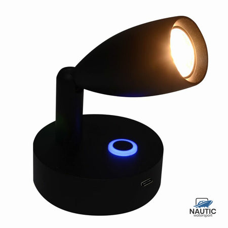 Talamex Led wandlamp Surya 10-30V zwart dimbaar met USB-C snellader