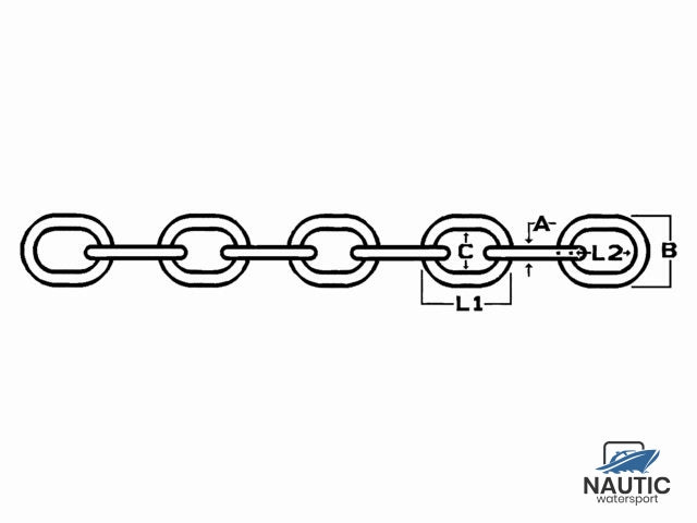 º Kette verzinkt kalibriert 8mm DIN766
